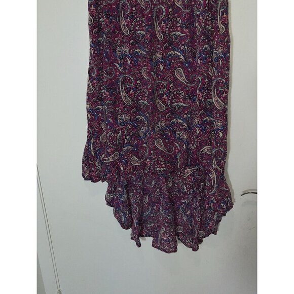 Nanette Lepore Purple & Blue Asymmetrical Paisley Cotton Blend Women's Skirt L - Picture 5 of 10